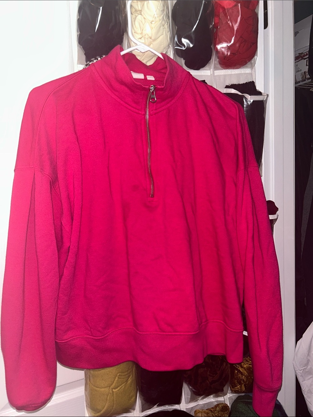 GAP Women's Quarter-Zip Pullover Sweater - Bright Pink